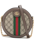 Pre-Loved Ophidia Round Mini Crossbody Bag Monogram Coated Canvas Mini with Gold Hardware, Beige Ebony