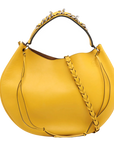 Pre-Loved Fortune Hobo Shoulder Bag Leather with Silver Hardware, Yellow