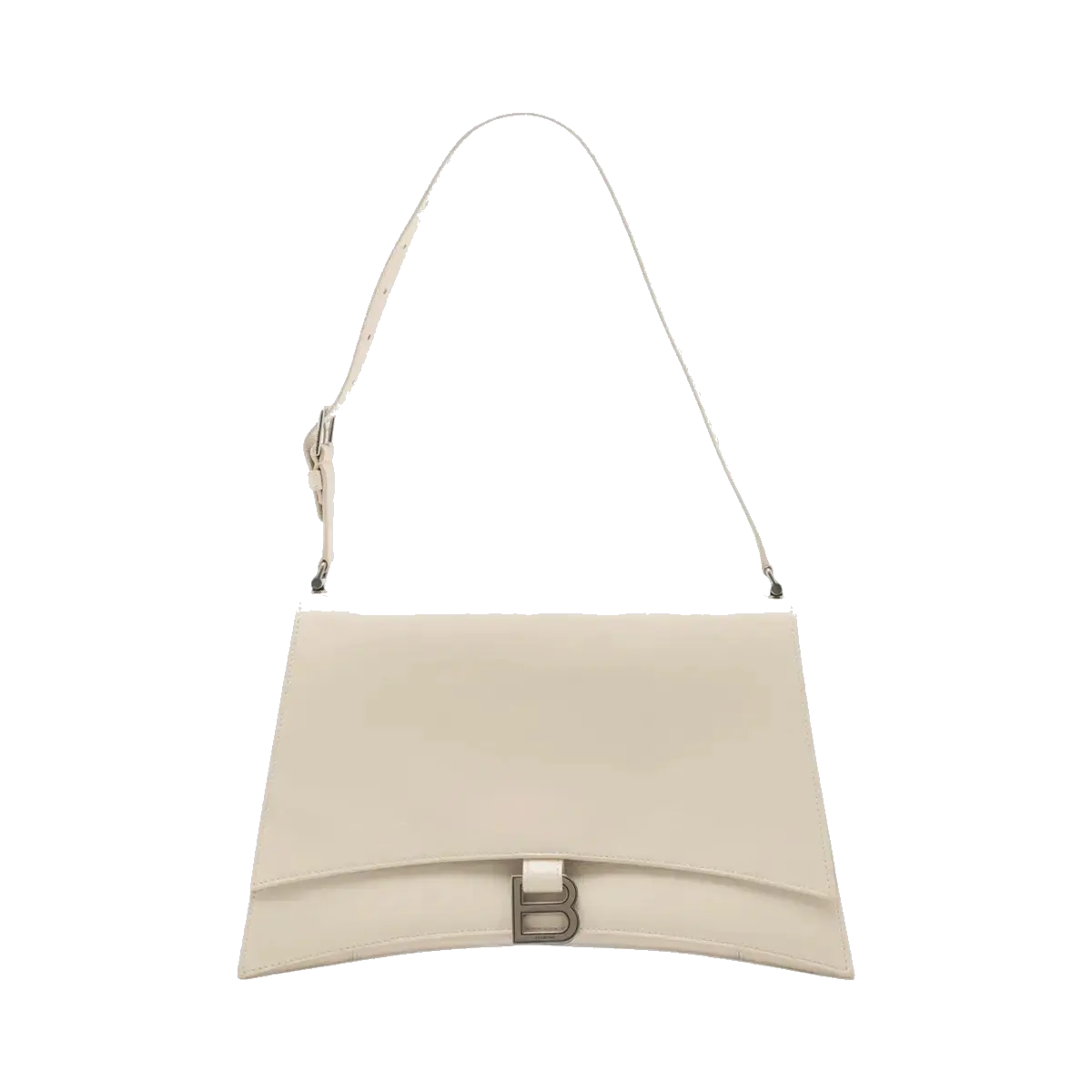 Pre-Loved Crush Sling Shoulder Bag Leather Small with Silver Hardware, Cream