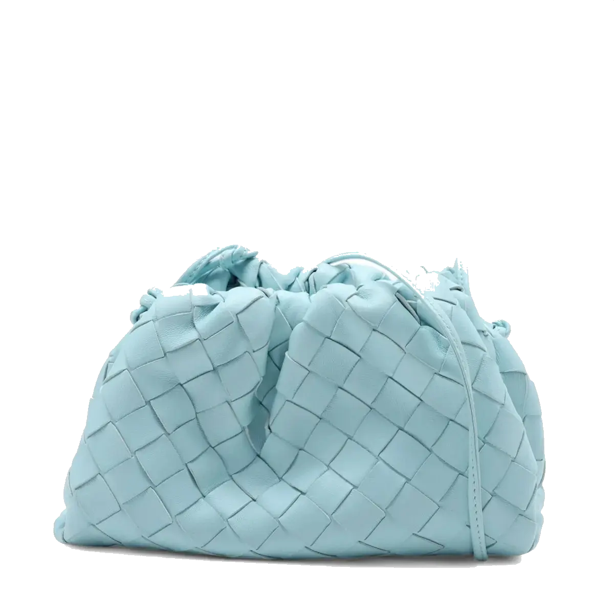 Pre-Loved The Pouch Crossbody Bag Intrecciato Leather Mini with Silver Hardware, Light Blue