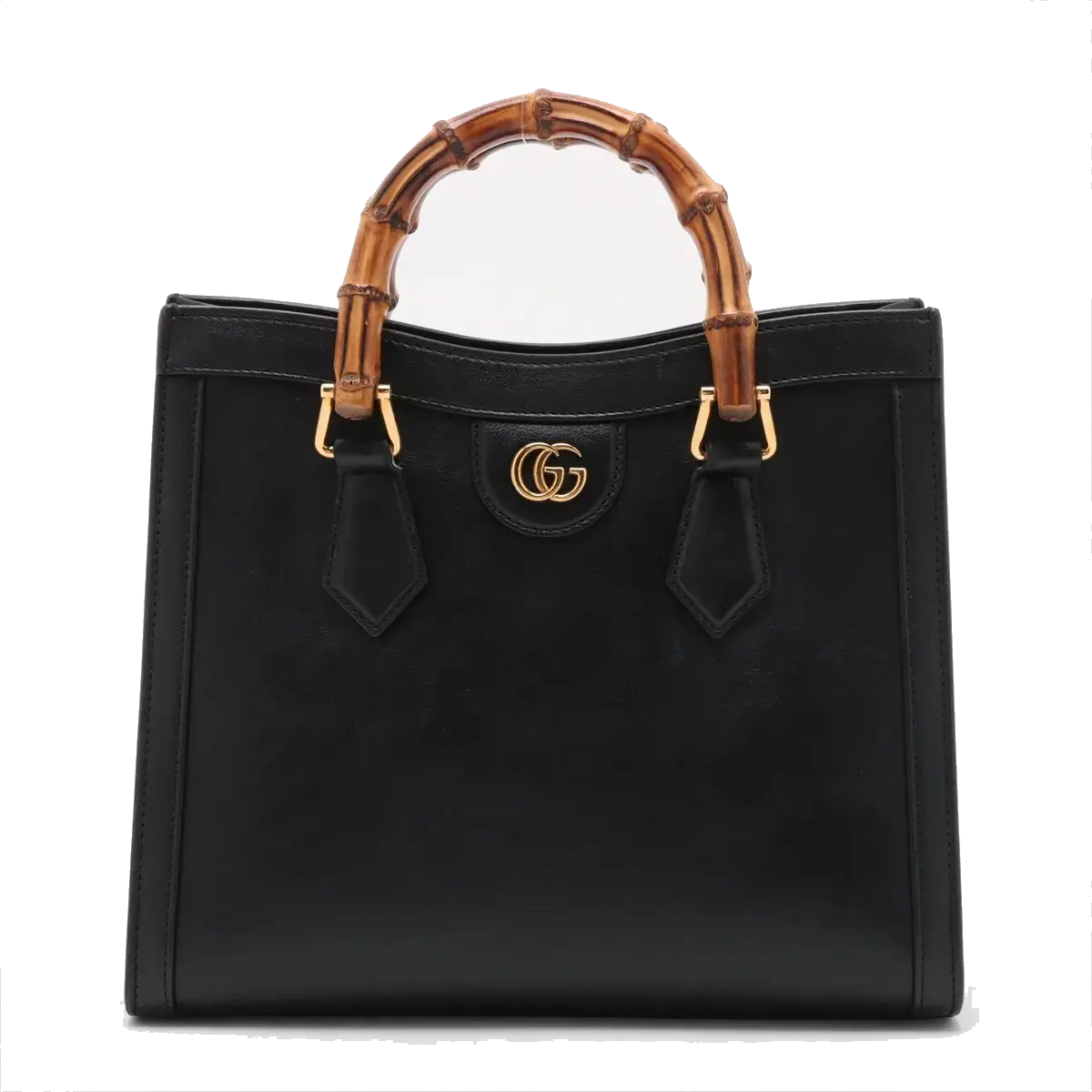 Pre-Loved Diana Bamboo Tote Leather Small with Gold Hardware, Black