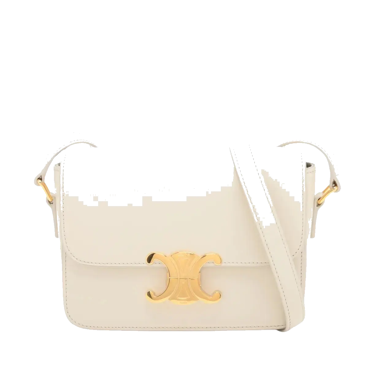 Pre-Loved Triomphe Shoulder Bag Leather Teen with Gold Hardware, White