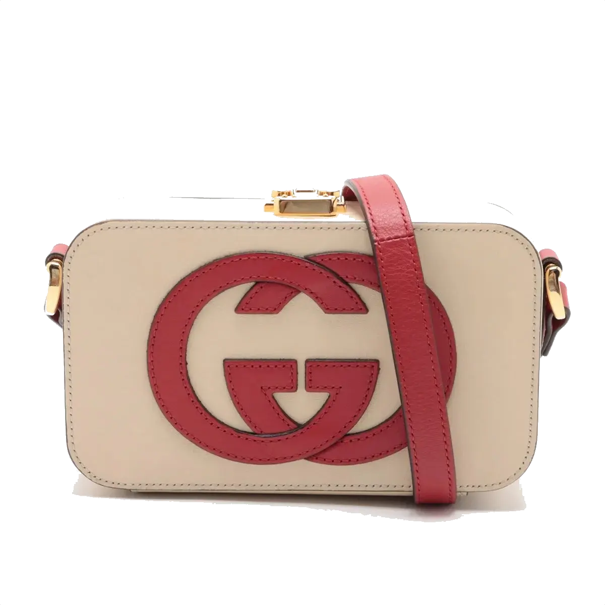 Pre-Loved Interlocking G Crossbody Bag Leather Mini with Gold Hardware, Cream