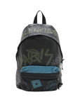 Pre-Loved Explorer Graffiti Backpack Graffiti Leather with Silver Hardware, Black