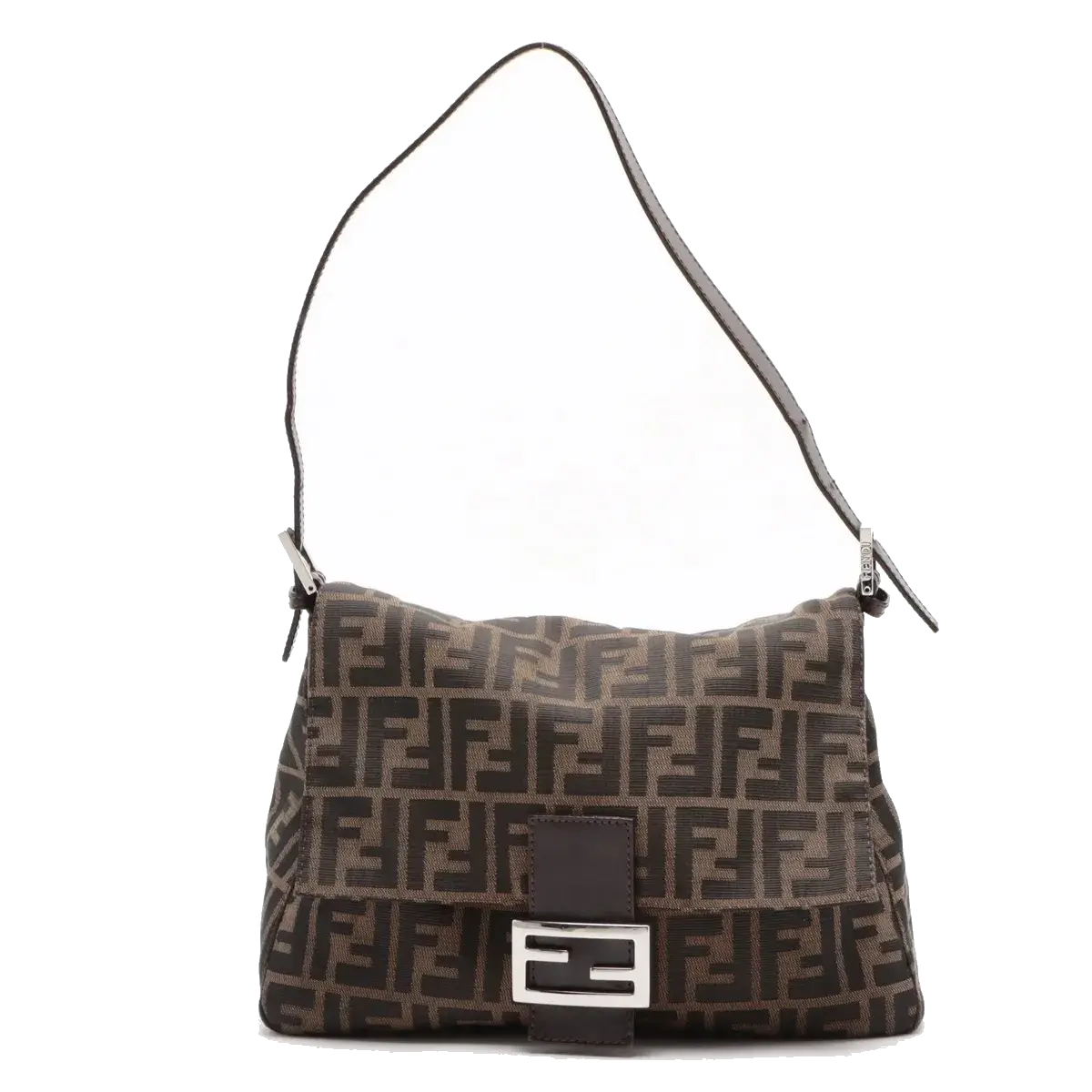 Pre-Loved Mamma Baguette Shoulder Bag Zucca Coated Canvas with Silver Hardware, Brown/Tobacco