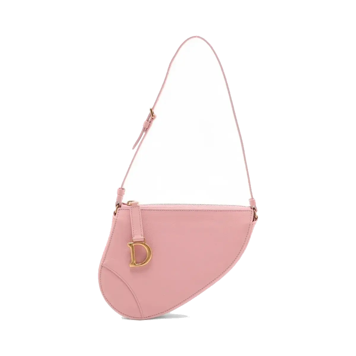 Pre-Loved Saddle Shoulder Bag Leather Mini with Gold Hardware, Pink