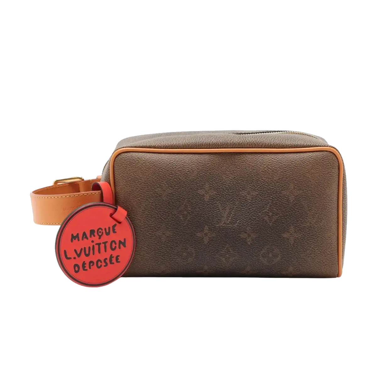 Pre-Loved Dopp Kit Pochette Monogram Coated Canvas with Gold Hardware, Brown
