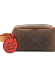 Pre-Loved Dopp Kit Pochette Monogram Coated Canvas with Gold Hardware, Brown