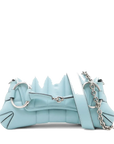 Pre-Loved Horsebit Chain Shoulder Bag Quilted Leather Small with Silver Hardware, Light Blue