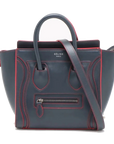 Pre-Loved Luggage Nano Handbag Leather Nano with Silver Hardware, Navy