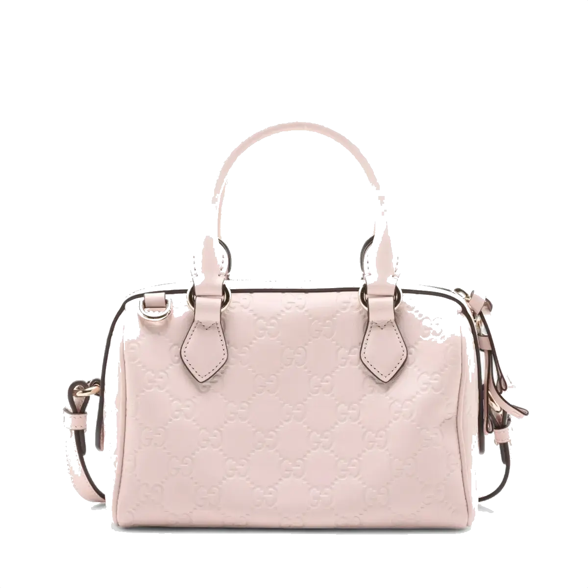 Pre-Loved Boston Bag Handbag Guccissima Leather Mini with Gold Hardware, Light Pink
