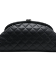 Pre-Loved Timeless Clutch Quilted Leather with Silver Hardware, Black