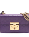 Pre-Loved Padlock Shoulder Bag Monogram Leather Mini with Gold Hardware, Purple
