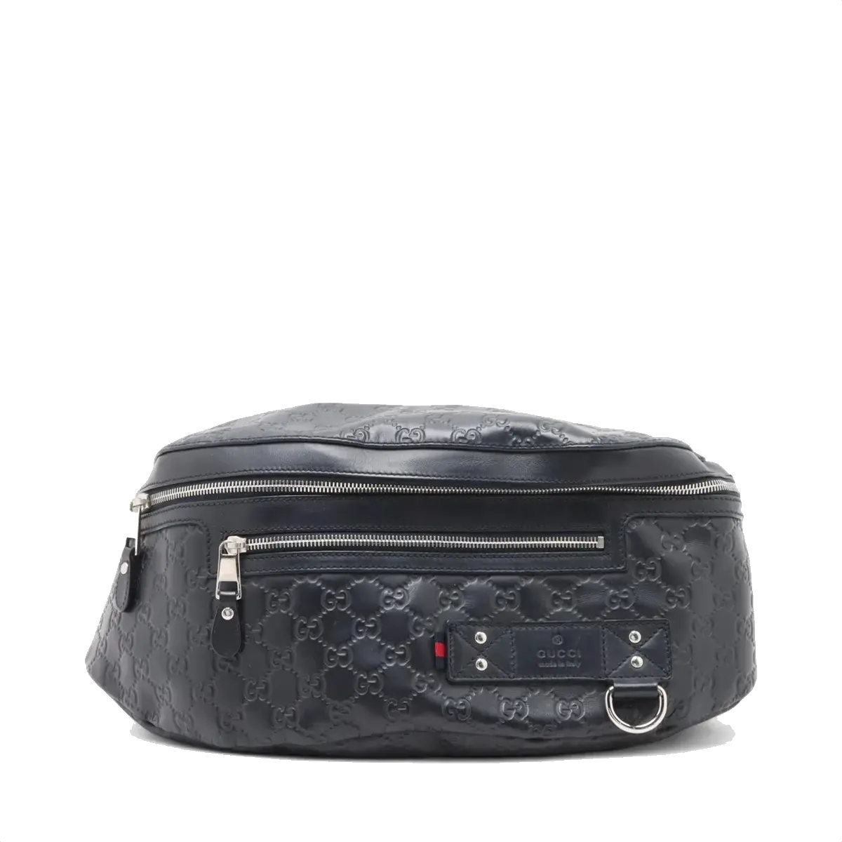 Pre-Loved Belt Bag Guccissima Leather with Silver Hardware, Navy