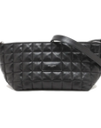Pre-Loved Quilted Carré Pochette Shoulder Bag Quilted Leather with Silver Hardware, Black