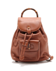 Pre-Loved Bamboo Backpack Leather Mini with Gold Hardware, Brown