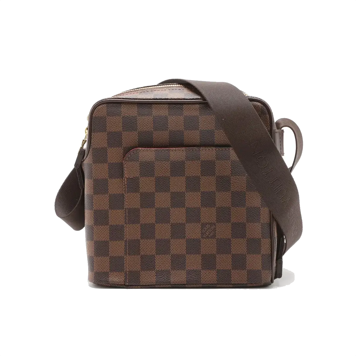 Pre-Loved Olav Crossbody Bag Damier Coated Canvas PM with Gold Hardware, Brown