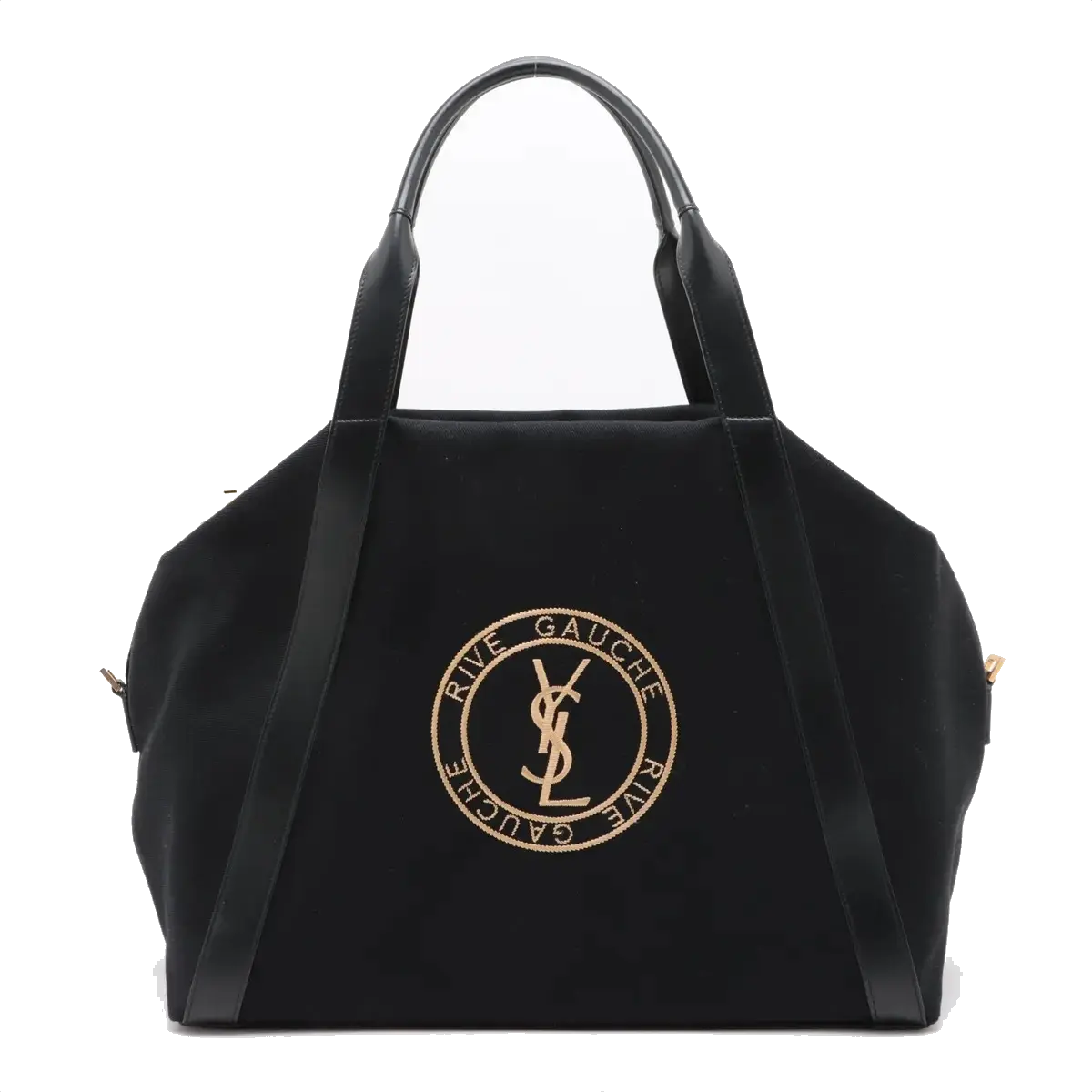 Pre-Loved Rive Gauche Tote Canvas Maxi with Gold Hardware, Black