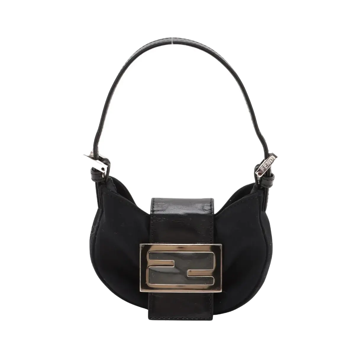 Pre-Loved Mini Mamma Baguette Shoulder Bag Canvas Plain Mini with Silver Hardware, Black
