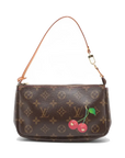 Pre-Loved Pochette Accessoires Cerises Pochette Monogram Coated Canvas with Gold Hardware, Brown
