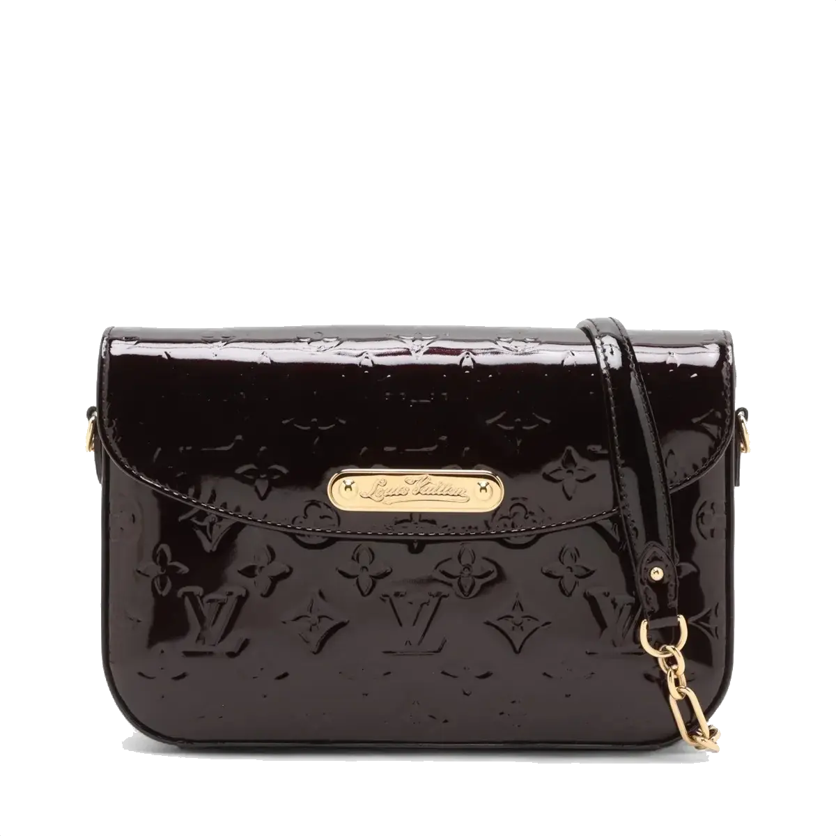 Pre-Loved Rodeo Drive Crossbody Bag Monogram Patent Leather with Gold Hardware, Amarante