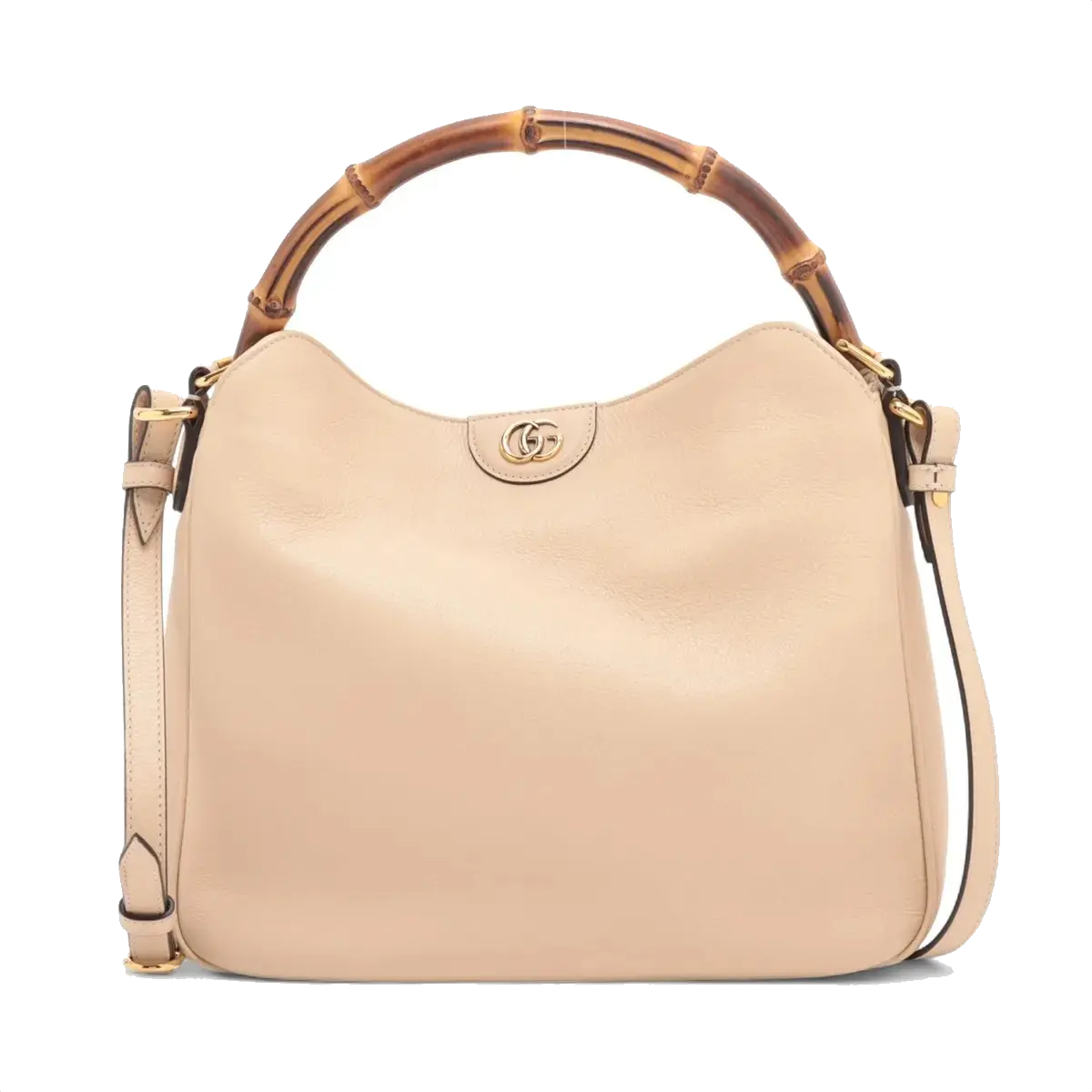 Pre-Loved Diana Bamboo Shoulder Bag Leather Medium with Gold Hardware, Beige