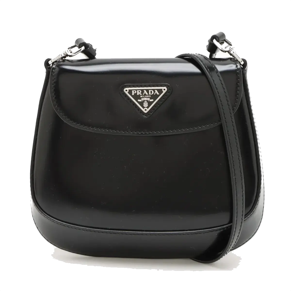 Pre-Loved Cleo Spazzolato Crossbody Bag Leather Small with Silver Hardware, Black