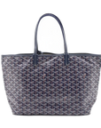 Pre-Loved Saint Louis Tote Goyardine Coated Canvas PM with Silver Hardware, Navy