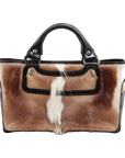 Pre-Loved Boogie Handbag Pony Hair with Silver Hardware, Brown and White