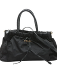 Pre-Loved Gaufre Tote Handbag Nylon with Gold Hardware, Black