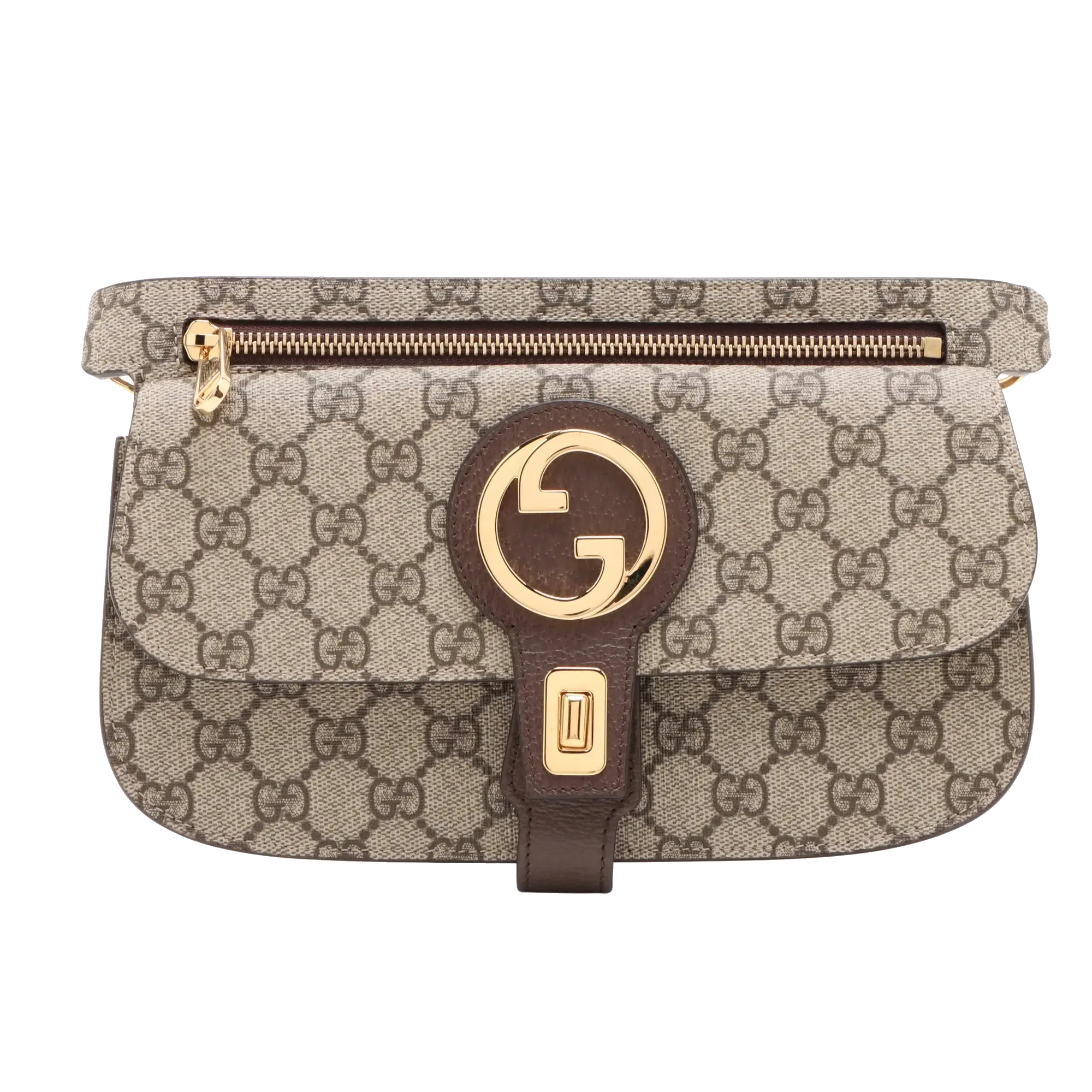Pre-Loved Blondie Shoulder Bag Monogram Coated Canvas with Gold Hardware, Beige Ebony