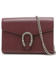Pre-Loved Dionysus Chain Wallet Crossbody Bag Leather Mini with Aged Silver Hardware, Burgundy