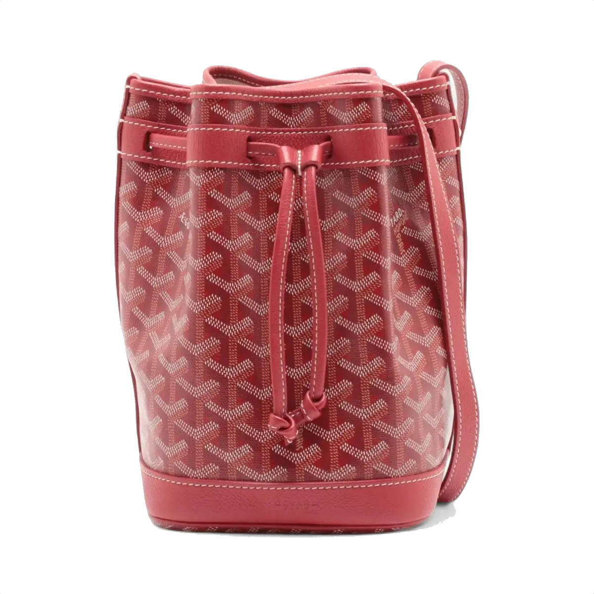 Pre-Loved Petit Flot Bucket Bag Goyardine Coated Canvas Small with Silver Hardware, Red