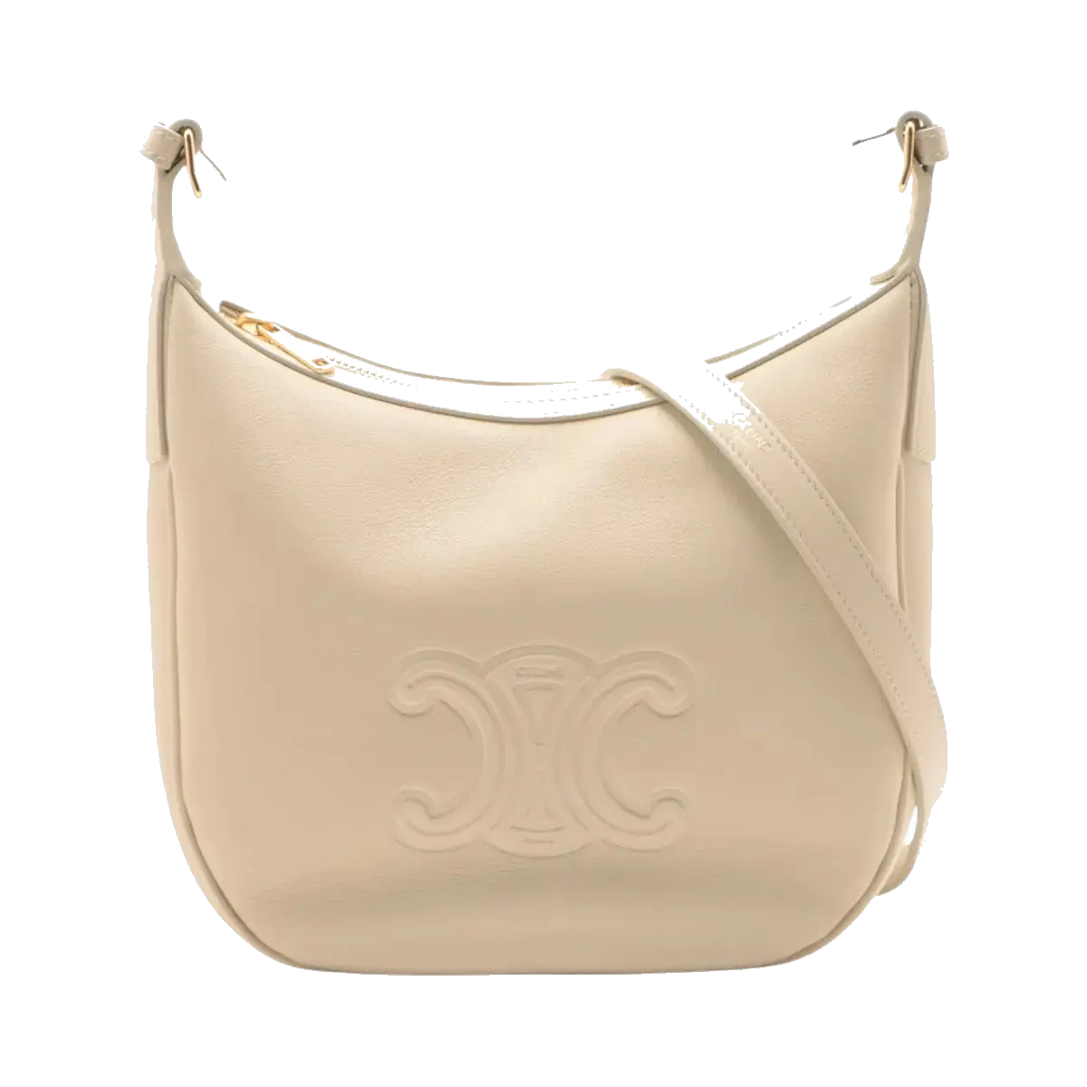Pre-Loved Heloise Cuir Triomphe Shoulder Bag Leather Medium with Gold Hardware, Cream