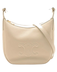 Pre-Loved Heloise Cuir Triomphe Shoulder Bag Leather Medium with Gold Hardware, Cream