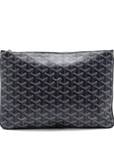 Pre-Loved Senat Pochette Goyardine Coated Canvas MM with Silver Hardware, Navy Blue