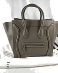 Pre-Loved Luggage Tote Leather Mini with Silver Hardware, Taupe