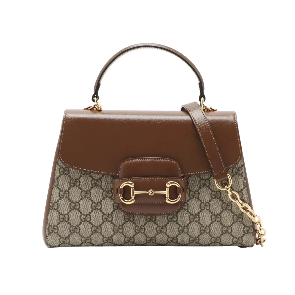 Pre-Loved Horsebit 1955 Handbag Monogram Coated Canvas with Gold Hardware, Beige/Brown