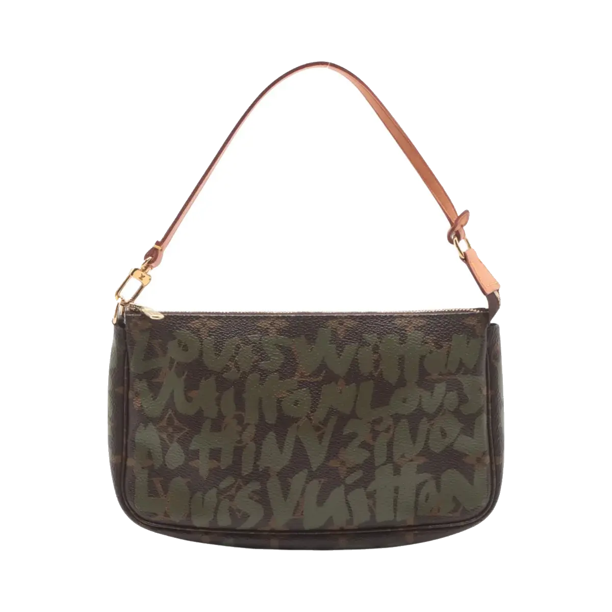 Pre-Loved Pochette Accessoires Graffiti Pochette Monogram Graffiti Coated Canvas with Gold Hardware, Brown with Khaki Green Graffiti
