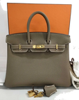 Pre-Loved Birkin Handbag Leather with Gold Hardware 25, Etoupe
