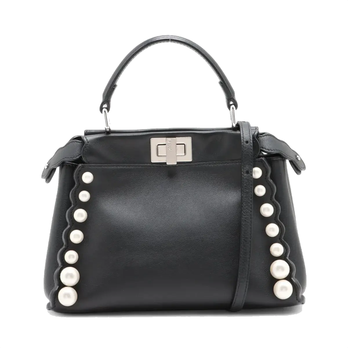Pre-Loved Peekaboo Handbag Leather Mini with Silver Hardware, Black