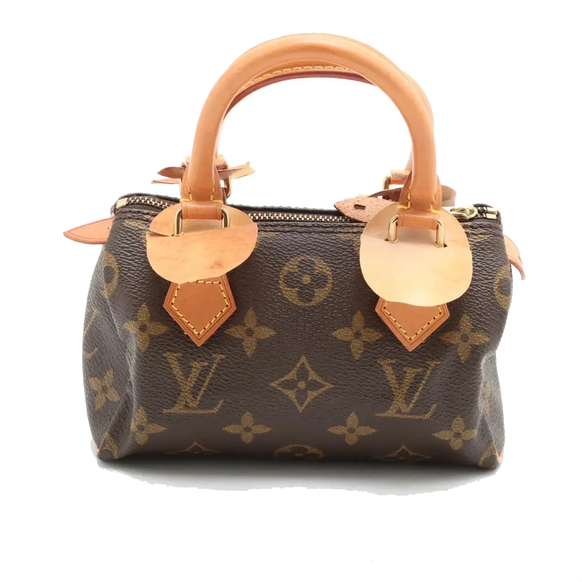 Pre-Loved Mini Speedy Handbag Monogram Coated Canvas Mini with Gold Hardware, Brown