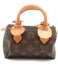 Pre-Loved Mini Speedy Handbag Monogram Coated Canvas Mini with Gold Hardware, Brown