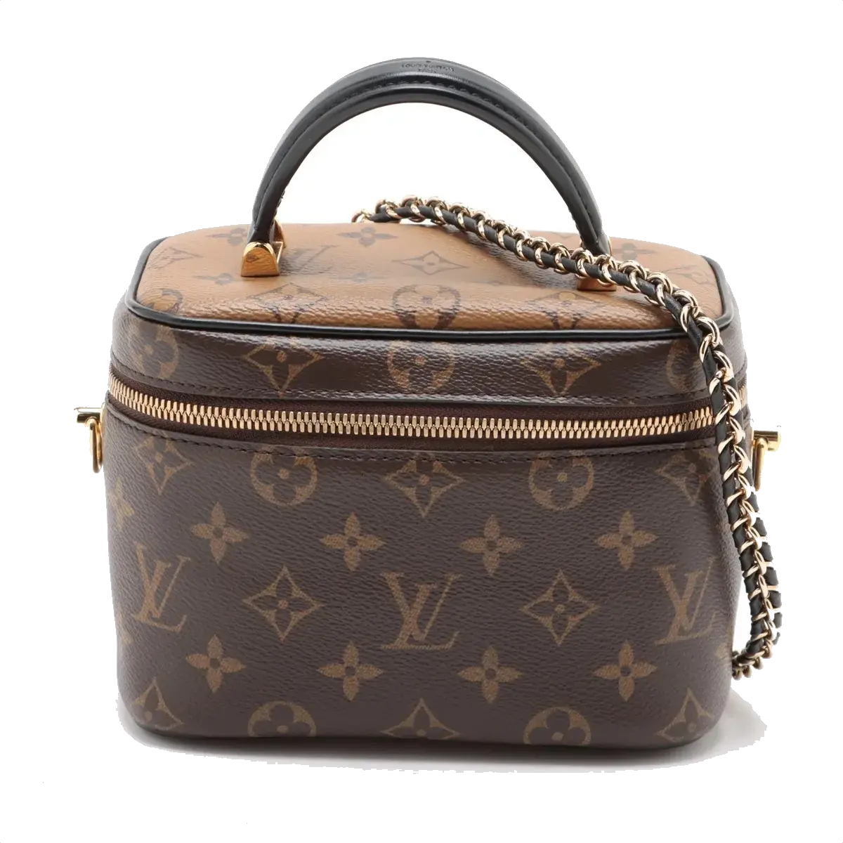 Pre-Loved Vanity PM Handbag Monogram Coated Canvas PM with Gold Hardware, Brown