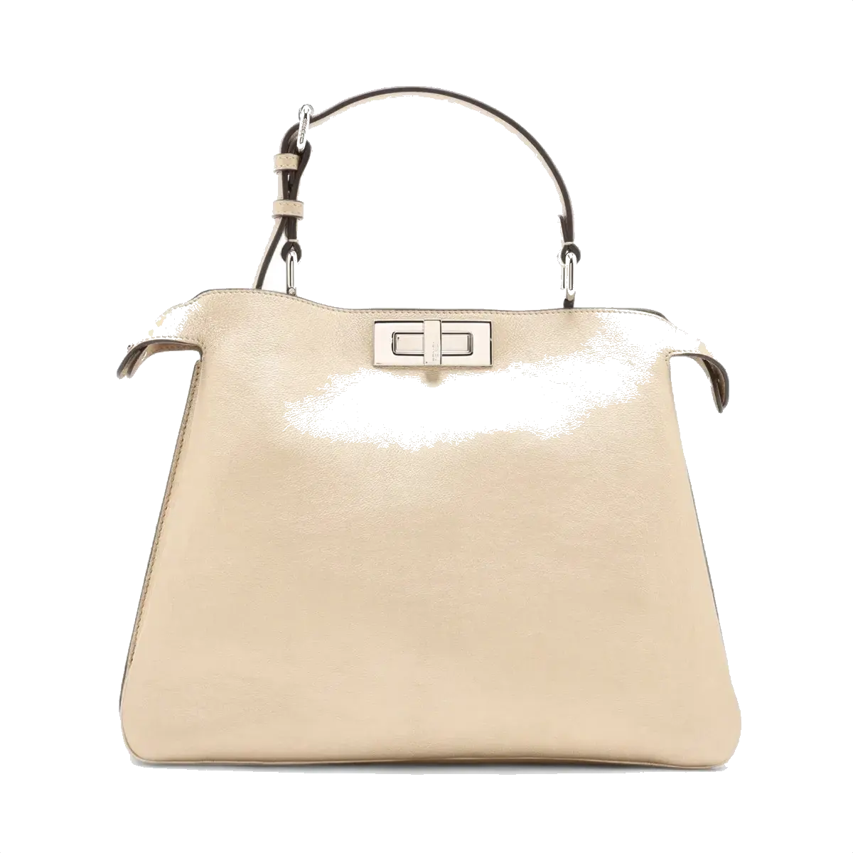 Pre-Loved Peekaboo Handbag Leather with Silver Hardware, Metallic Gold