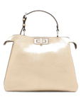 Pre-Loved Peekaboo Handbag Leather with Silver Hardware, Metallic Gold