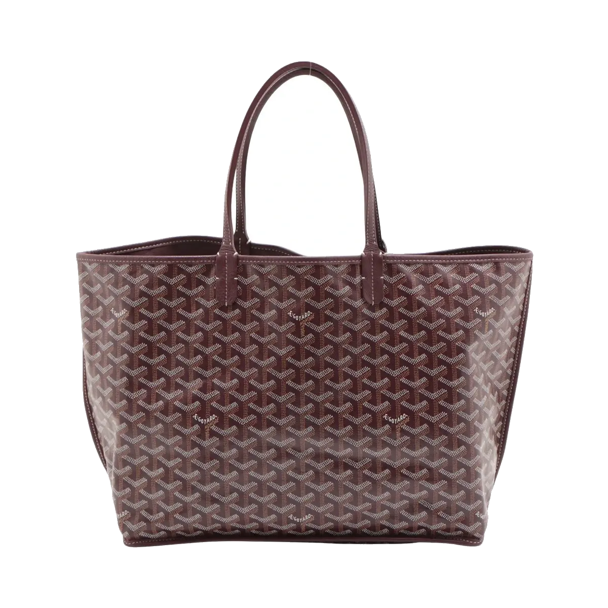 Pre-Loved Anjou Tote Goyardine Chevron Coated Canvas PM with Silver Hardware, Burgundy