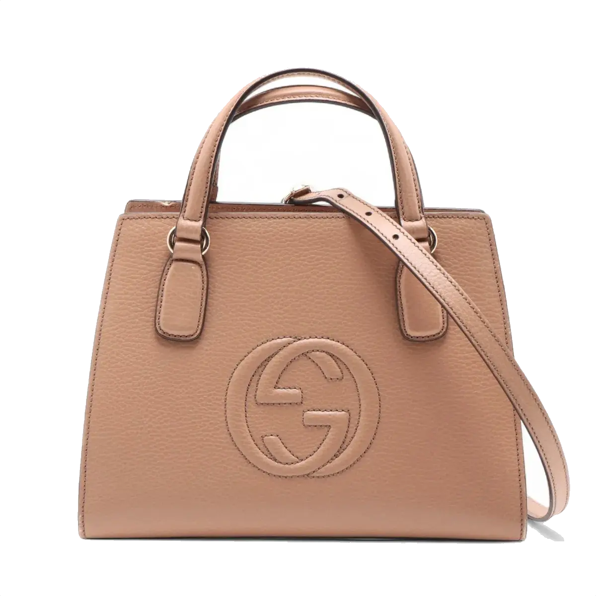 Pre-Loved Soho Tote Leather Small with Gold Hardware, Beige