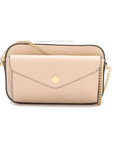 Pre-Loved GG Embossed Mini Chain Camera Bag Crossbody Bag Monogram Leather Mini with Gold Hardware, Beige