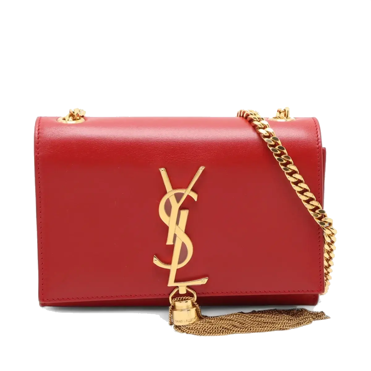 Pre-Loved Kate Tassel Crossbody Bag Leather Small with Gold Hardware, Red